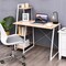 Natural White Computer Desk 4-Tier Particle Board Iron Frame X Design